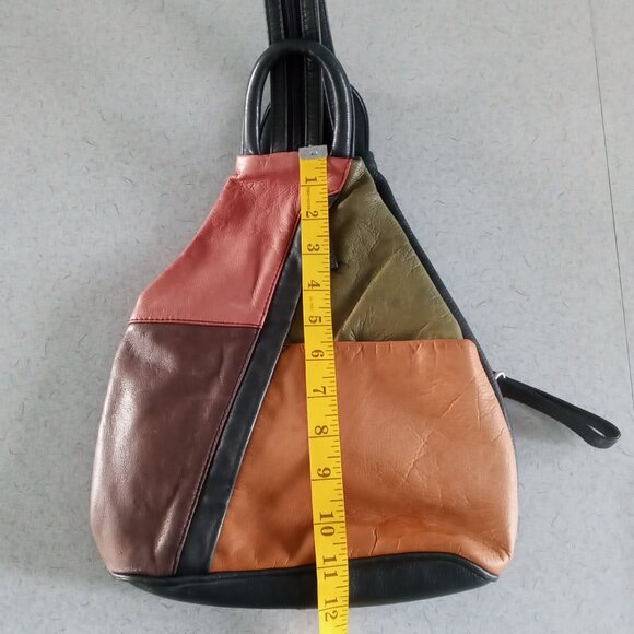 Vintage Leather Patchwork color block knapsack/backpack - Picture 4 of 6
